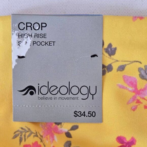 NWT Ideology Womens Floral Compression Active Crop Performance Leggings Pansy XL - Picture 6 of 13